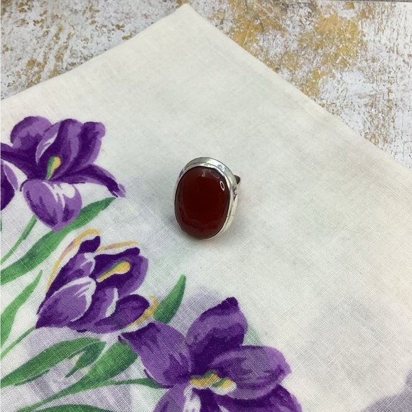 Carnelian and Sterling silver signed unisex ring. - Picture 7 of 7